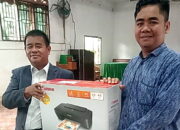 Dr Maruli Siahaan Serahkan Bantuan Printer ke HKBP Bandar Khalifah Sergai